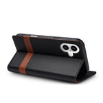 N.BEKUS P5 Series for iPhone 16 Leather Case Dual Color Stitching RFID Blocking Wallet Phone Cover