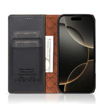 N.BEKUS P5 Series for iPhone 17e  /  16e Leather Case Dual Color Stitching RFID Blocking Wallet Phone Cover
