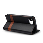 N.BEKUS P5 Series for iPhone 17e  /  16e Leather Case Dual Color Stitching RFID Blocking Wallet Phone Cover