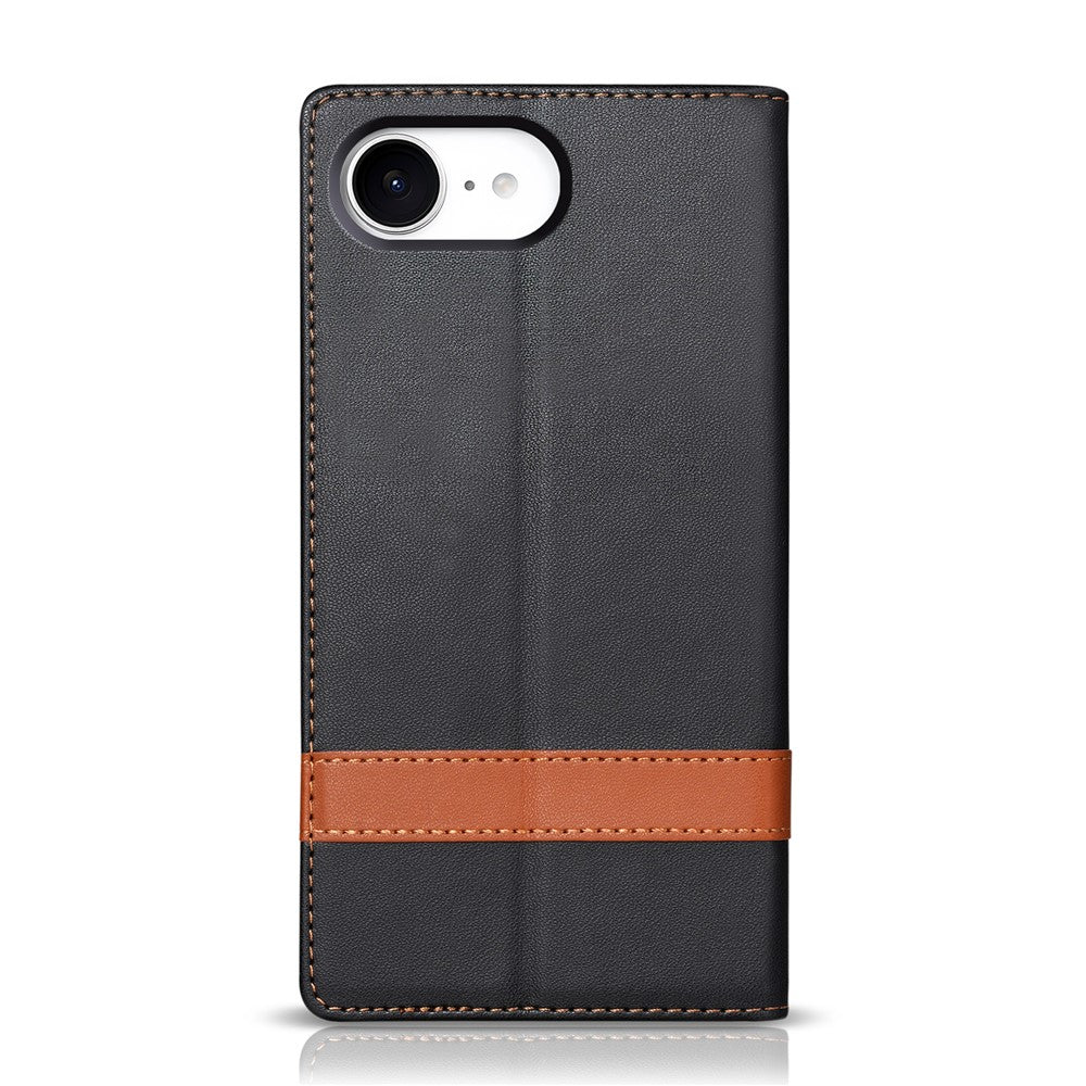 N.BEKUS P5 Series for iPhone 17e  /  16e Leather Case Dual Color Stitching RFID Blocking Wallet Phone Cover