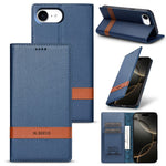 N.BEKUS P5 Series for iPhone 17e  /  16e Leather Case Dual Color Stitching RFID Blocking Wallet Phone Cover