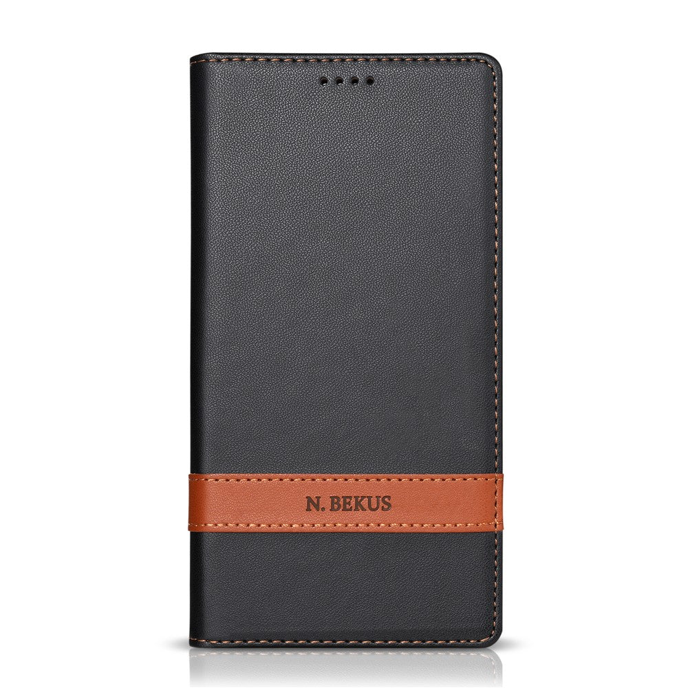 N.BEKUS P5 Series for iPhone 15 Leather Case Dual Color Stitching RFID Blocking Wallet Phone Cover