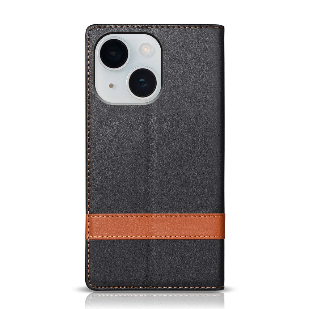 N.BEKUS P5 Series for iPhone 15 Leather Case Dual Color Stitching RFID Blocking Wallet Phone Cover