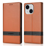 N.BEKUS P5 Series for iPhone 15 Leather Case Dual Color Stitching RFID Blocking Wallet Phone Cover