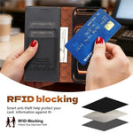 N.BEKUS P5 Series for iPhone 15 Pro Max Wallet Case RFID Blocking Magnetic Buckle Card Slots Cash Pocket Stand Cover