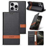 N.BEKUS P5 Series til iPhone 16 Pro Max Lædercover Dual Color Stitching RFID-blokerende Wallet Telefoncover