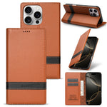 N.BEKUS P5 Series til iPhone 16 Pro Max Lædercover Dual Color Stitching RFID-blokerende Wallet Telefoncover