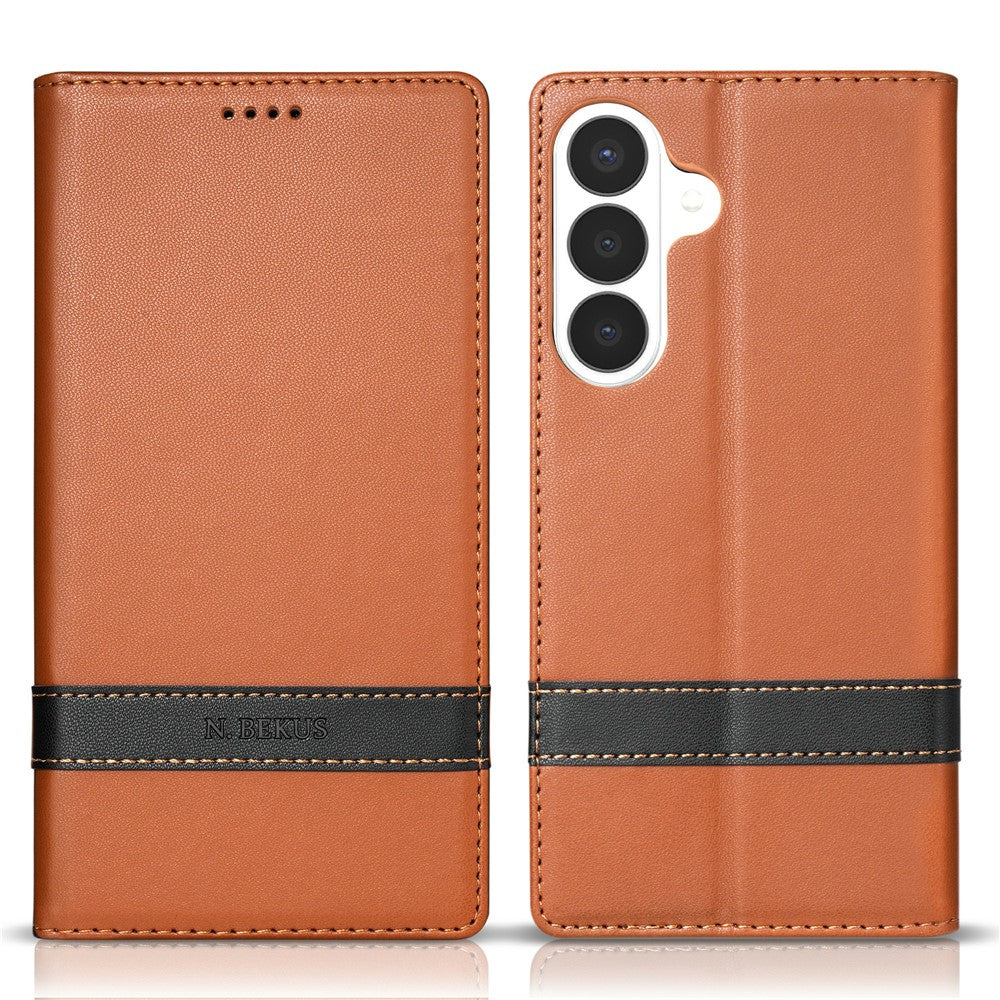 N.BEKUS P5-serie til Samsung Galaxy A57 5G lædercover med dobbeltsyning, RFID-blokerende pung og telefoncover