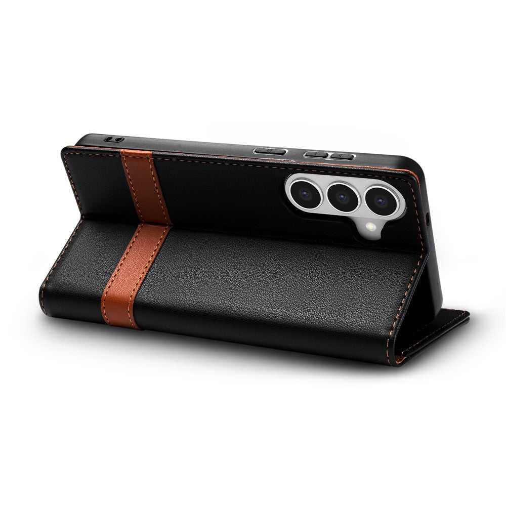 N.BEKUS P5 Series for Samsung Galaxy A25 5G (Global) (161mm) Leather Case Dual Color Stitching RFID Blocking Wallet Phone Cover
