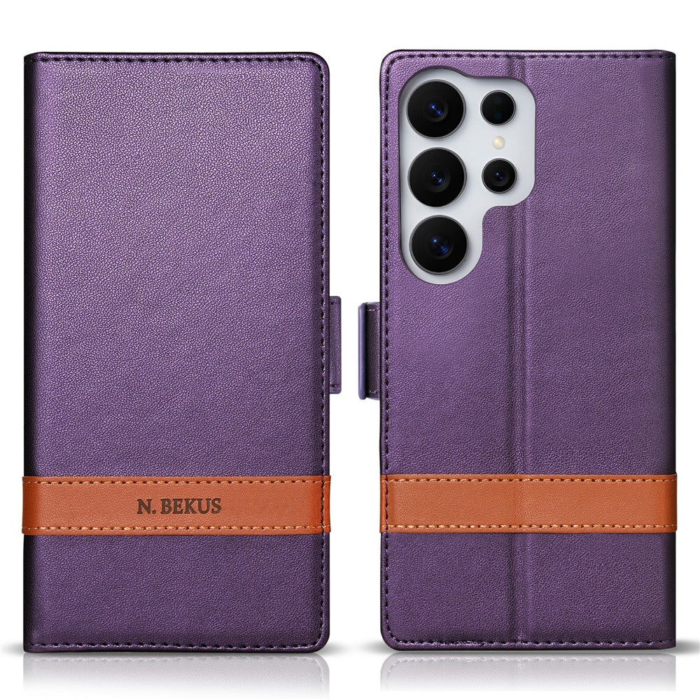 N.BEKUS P5-serien för Samsung Galaxy S24 Ultra Läderfodral med tvåfärgade sömmar, RFID-blockerande plånboksfodral