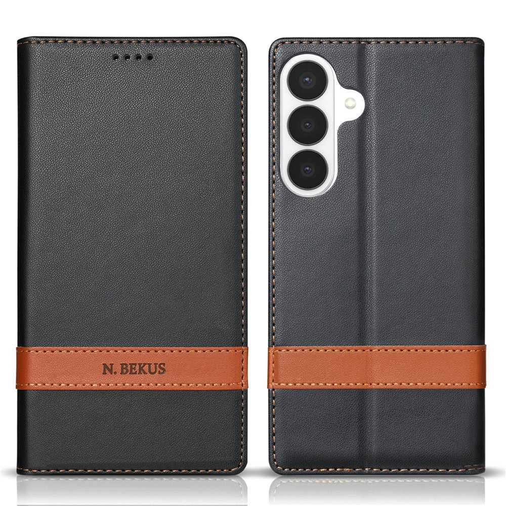 N.BEKUS P5 Series for Samsung Galaxy S26+ Leather Case Dual Color Stitching RFID Blocking Wallet Phone Cover