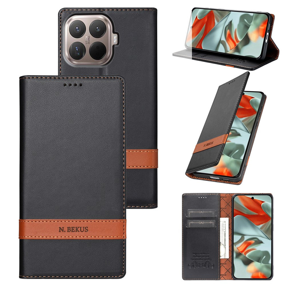 N.BEKUS P5 Series for Xiaomi 17T Leather Case Dual Color Stitching RFID Blocking Wallet Phone Cover