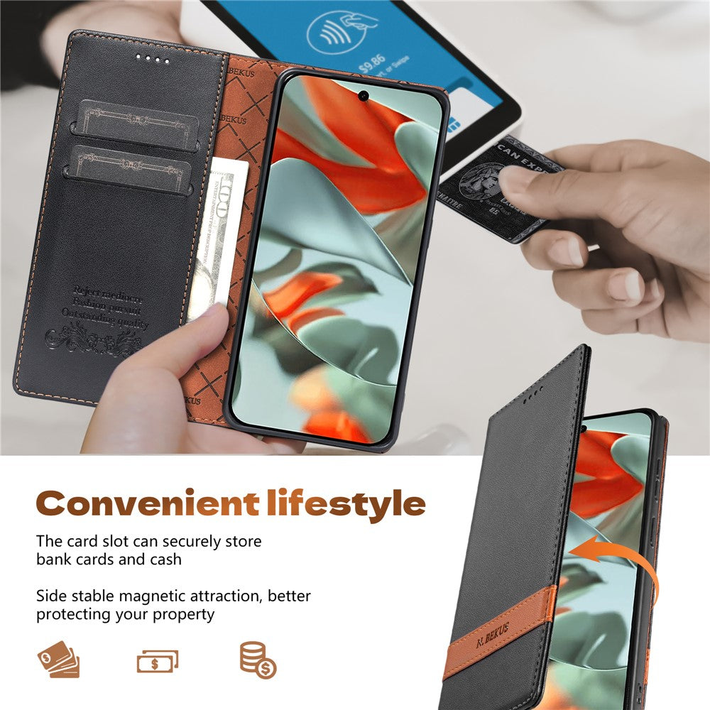 N.BEKUS P5 Series for Xiaomi 17T Leather Case Dual Color Stitching RFID Blocking Wallet Phone Cover