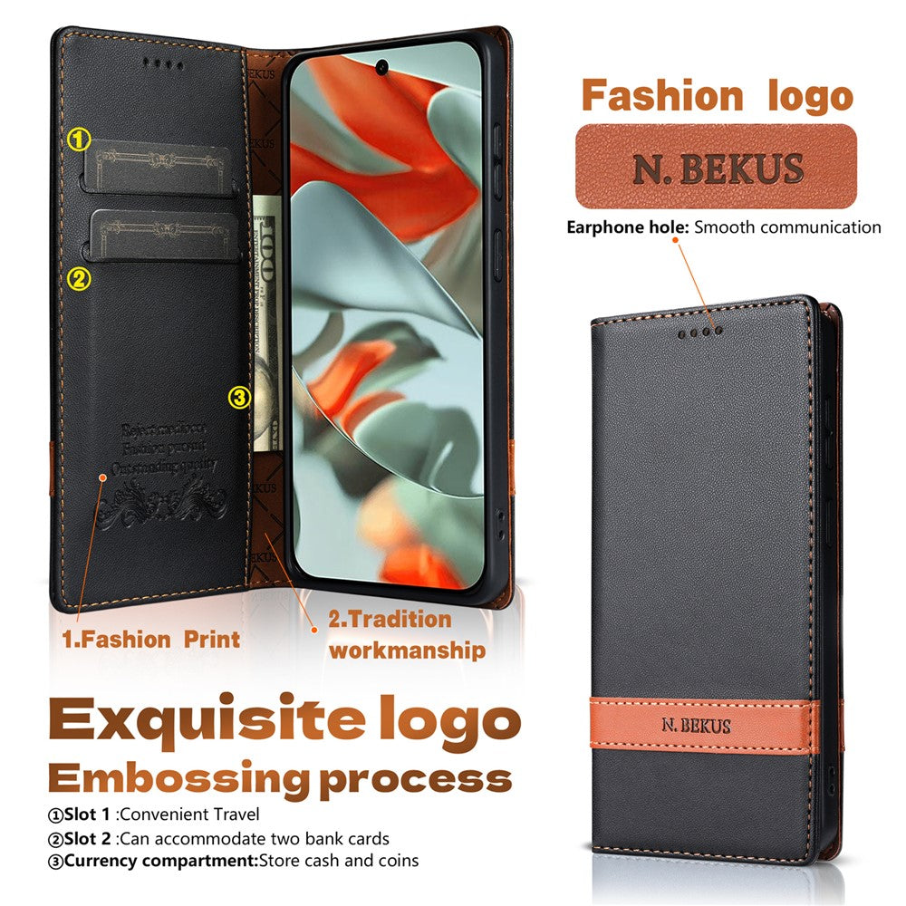 N.BEKUS P5 Series for Xiaomi 17T Leather Case Dual Color Stitching RFID Blocking Wallet Phone Cover