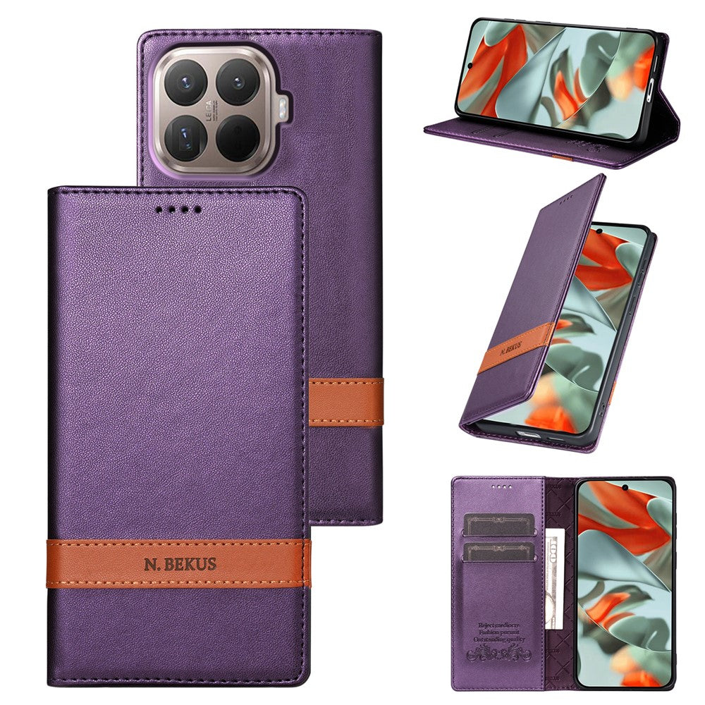 N.BEKUS P5 Series for Xiaomi 17T Leather Case Dual Color Stitching RFID Blocking Wallet Phone Cover
