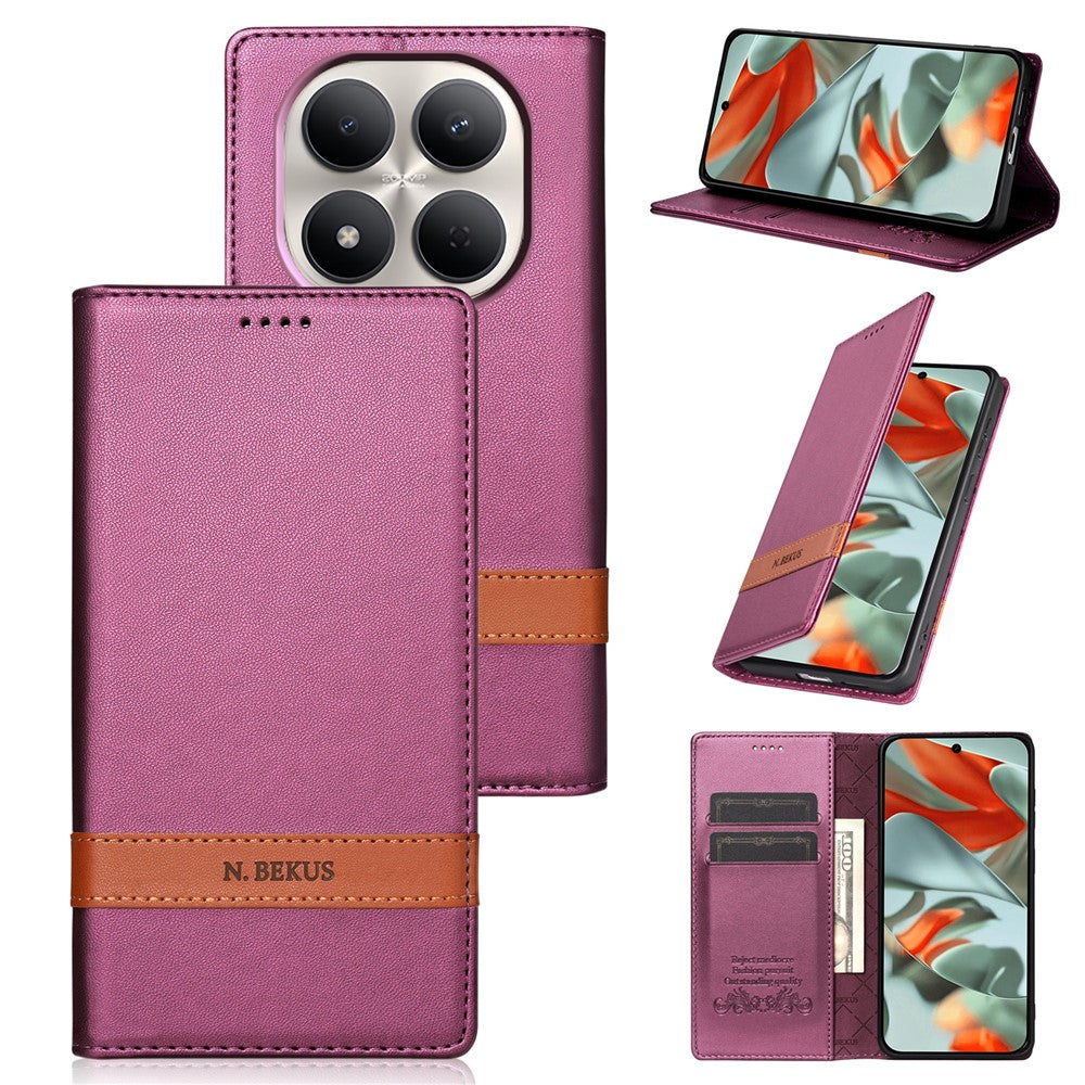 N.BEKUS P5 Series for Xiaomi Redmi Note 15 Pro 5G (Global) Leather Case Dual Color Stitching RFID Blocking Wallet Phone Cover