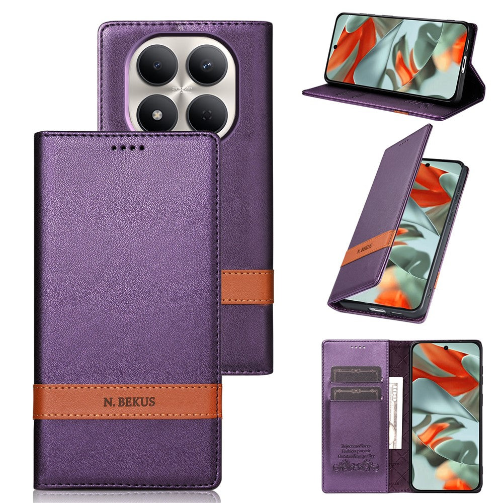 N.BEKUS P5 Series for Xiaomi Redmi Note 15 Pro 5G (Global) Leather Case Dual Color Stitching RFID Blocking Wallet Phone Cover