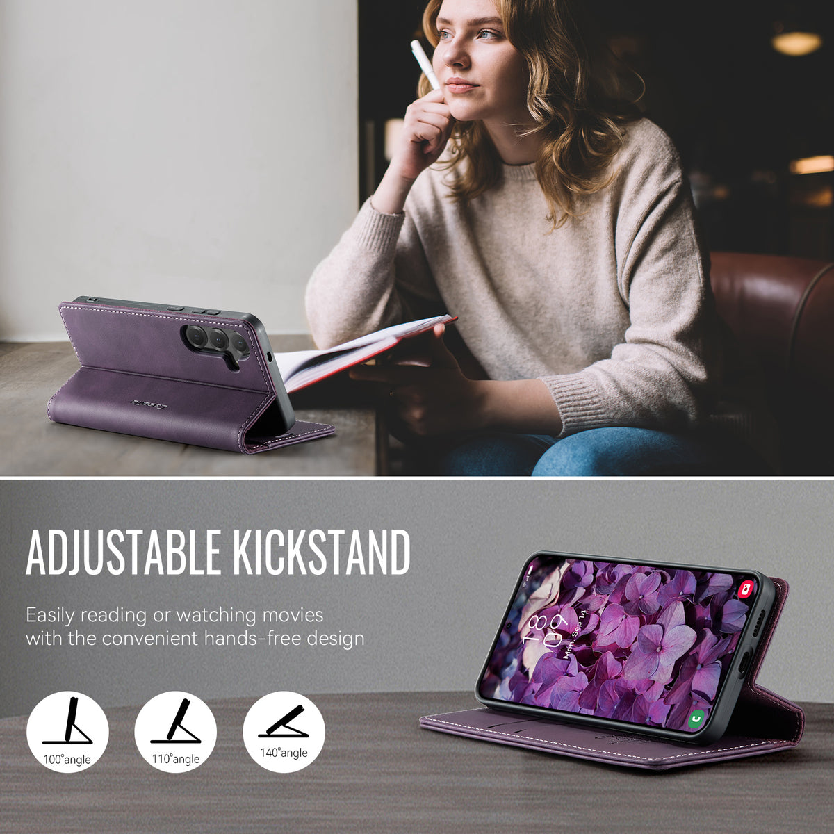 CASEME for Samsung Galaxy S26 FE Case 033 Series RFID Blocking Wallet Stand Calf Texture Leather Phone Cover