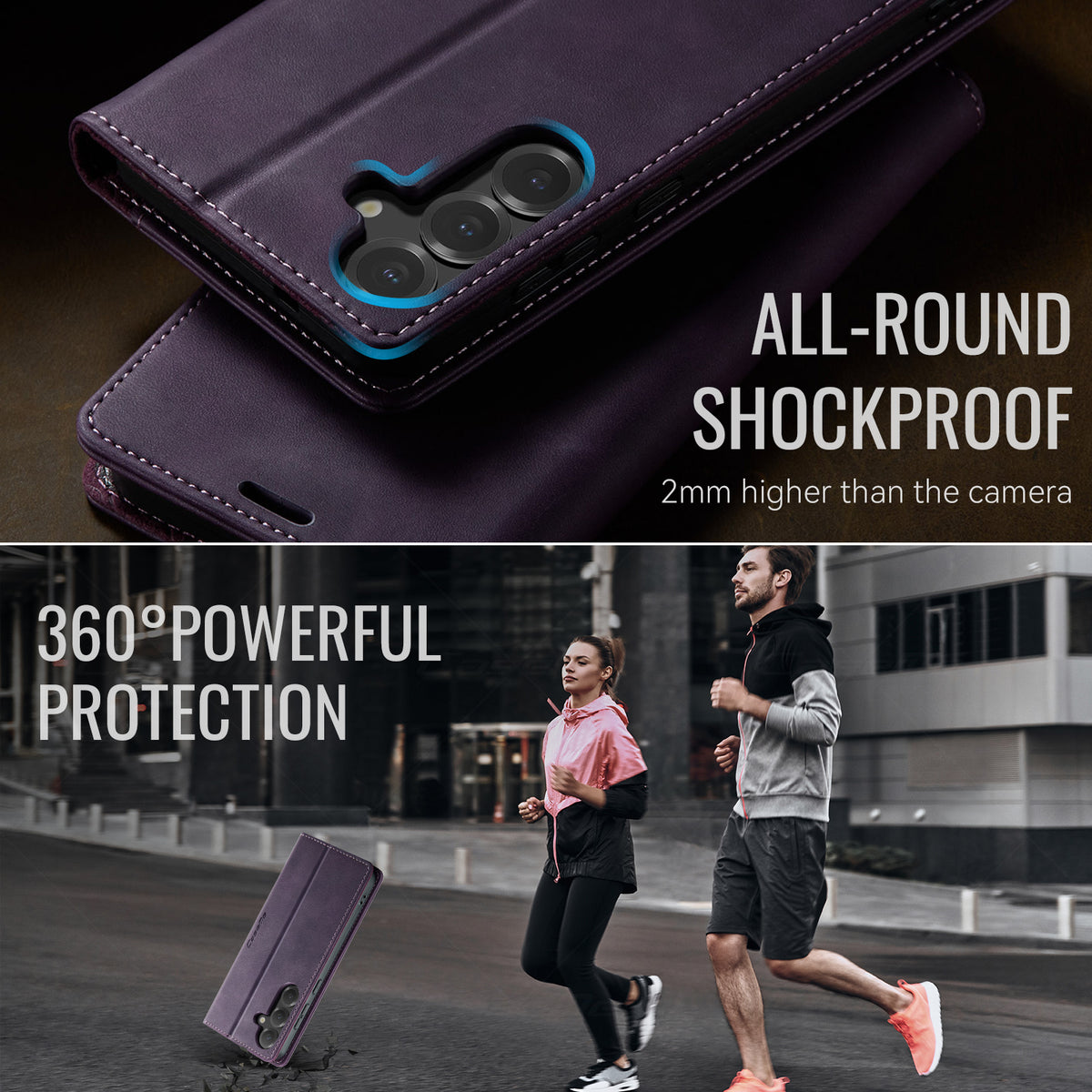 CASEME for Samsung Galaxy S26 FE Case 033 Series RFID Blocking Wallet Stand Calf Texture Leather Phone Cover