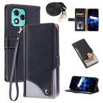 For Honor 400 Lite 5G  /  X70i  /  X60i 5G Leather Case with Wrist Strap and Shoulder Strap Dual Color Multi Card Slots Phone Cover