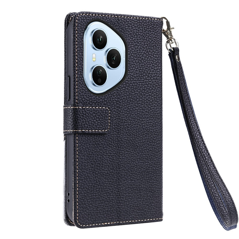 For Honor 400 Pro 5G (Global) Leather Case with Wrist Strap and Shoulder Strap Dual Color Multi Card Slots Phone Cover