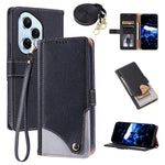 For Honor 400 Pro 5G (Global) Leather Case with Wrist Strap and Shoulder Strap Dual Color Multi Card Slots Phone Cover