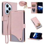 For Honor 400 Pro 5G (Global) Leather Case with Wrist Strap and Shoulder Strap Dual Color Multi Card Slots Phone Cover