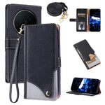 For Honor Magic8 5G Leather Case with Wrist Strap and Shoulder Strap Dual Color Multi Card Slots Phone Cover