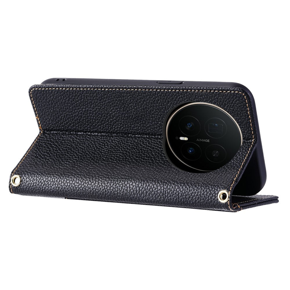 For Honor Magic8 5G Leather Case with Wrist Strap and Shoulder Strap Dual Color Multi Card Slots Phone Cover