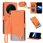 For Honor Magic8 5G Leather Case with Wrist Strap and Shoulder Strap Dual Color Multi Card Slots Phone Cover