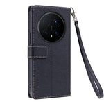 For Honor Magic8 Pro 5G Leather Case with Wrist Strap and Shoulder Strap Dual Color Multi Card Slots Phone Cover