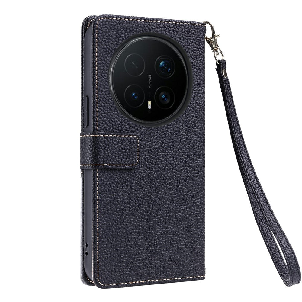 For Honor Magic8 Pro 5G Leather Case with Wrist Strap and Shoulder Strap Dual Color Multi Card Slots Phone Cover