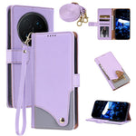 For Honor Magic8 Pro 5G Leather Case with Wrist Strap and Shoulder Strap Dual Color Multi Card Slots Phone Cover