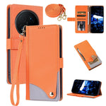 For Honor Magic8 Pro 5G Leather Case with Wrist Strap and Shoulder Strap Dual Color Multi Card Slots Phone Cover