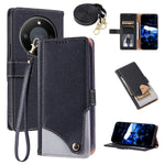 For Honor X70 5G  /  X9d 5G  /  Magic8 Lite 5G Leather Case with Wrist Strap and Shoulder Strap Dual Color Multi Card Slots Phone Cover