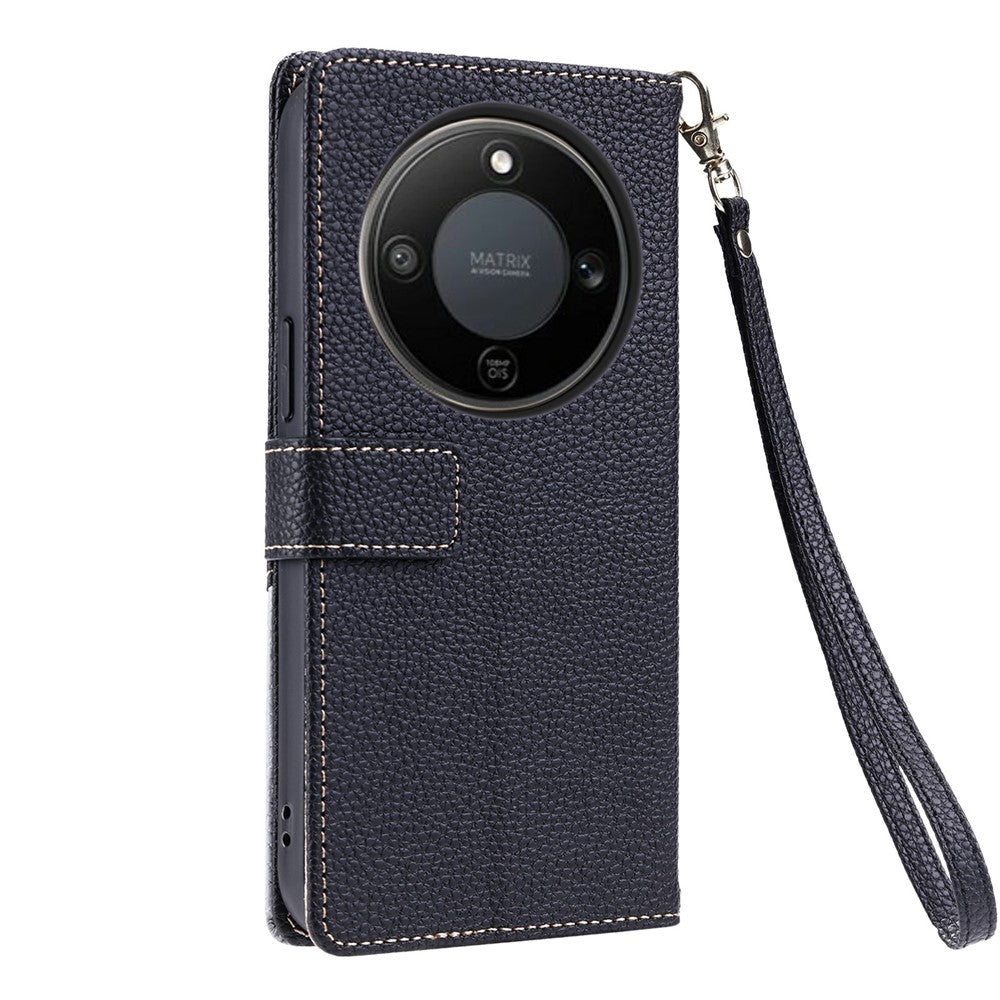 For Honor X70 5G  /  X9d 5G  /  Magic8 Lite 5G Leather Case with Wrist Strap and Shoulder Strap Dual Color Multi Card Slots Phone Cover