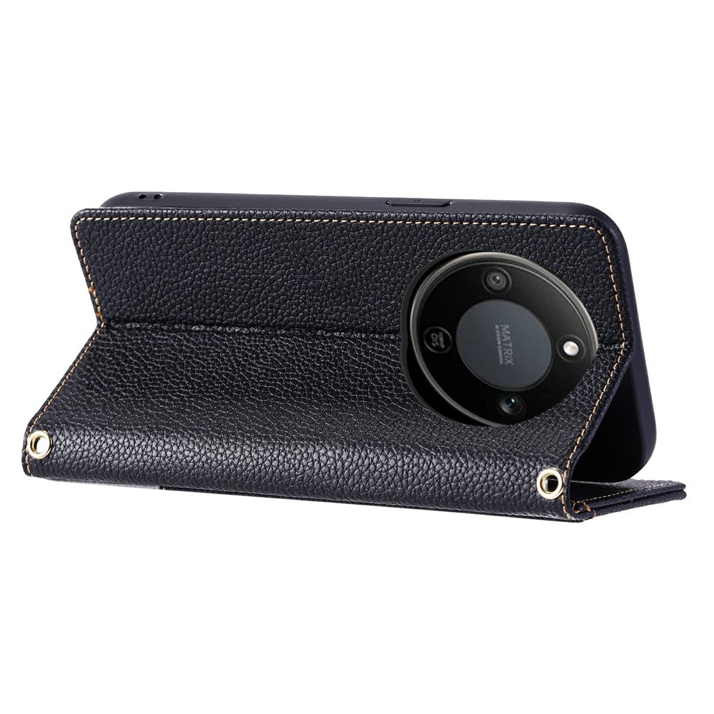For Honor X70 5G  /  X9d 5G  /  Magic8 Lite 5G Leather Case with Wrist Strap and Shoulder Strap Dual Color Multi Card Slots Phone Cover