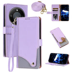 For Honor X70 5G  /  X9d 5G  /  Magic8 Lite 5G Leather Case with Wrist Strap and Shoulder Strap Dual Color Multi Card Slots Phone Cover