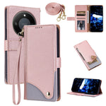 For Honor X70 5G  /  X9d 5G  /  Magic8 Lite 5G Leather Case with Wrist Strap and Shoulder Strap Dual Color Multi Card Slots Phone Cover
