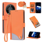 For Honor X70 5G  /  X9d 5G  /  Magic8 Lite 5G Leather Case with Wrist Strap and Shoulder Strap Dual Color Multi Card Slots Phone Cover