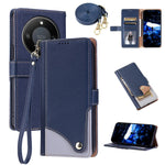 For Honor X70 5G  /  X9d 5G  /  Magic8 Lite 5G Leather Case with Wrist Strap and Shoulder Strap Dual Color Multi Card Slots Phone Cover