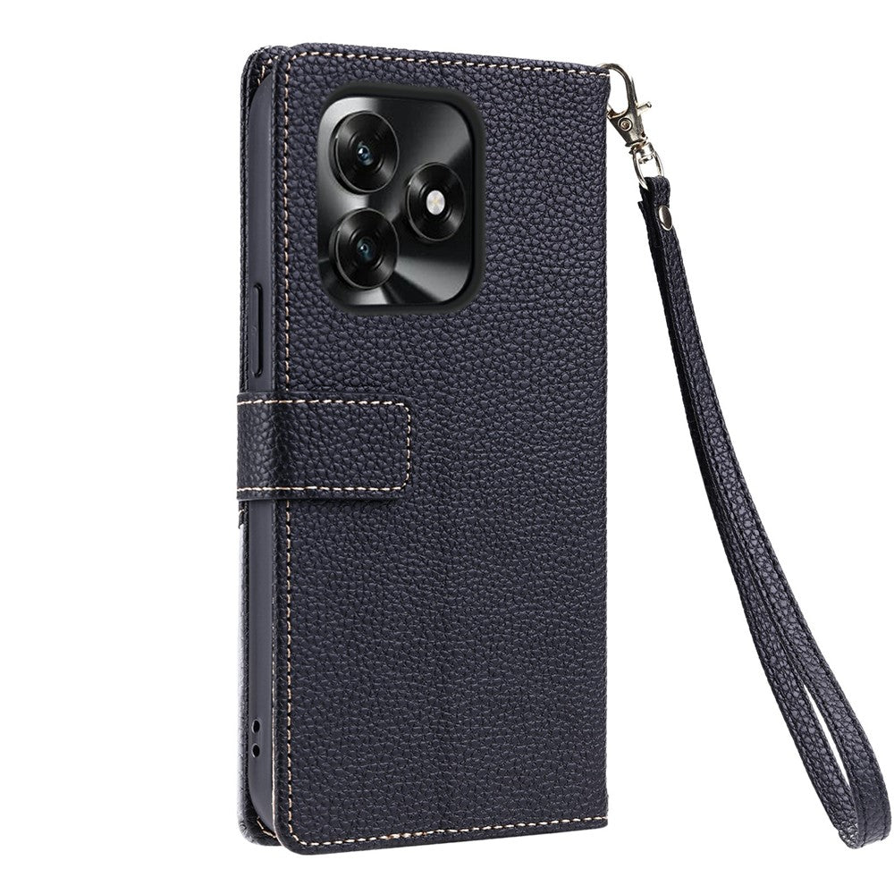 For Honor X5c 4G  /  X5c Plus 4G  /  Play10A 4G Leather Case with Wrist Strap and Shoulder Strap Dual Color Multi Card Slots Phone Cover