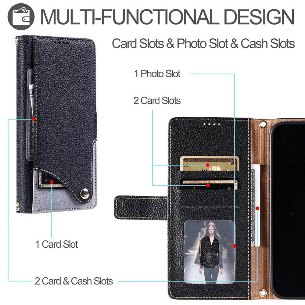 For Honor X5c 4G  /  X5c Plus 4G  /  Play10A 4G Leather Case with Wrist Strap and Shoulder Strap Dual Color Multi Card Slots Phone Cover
