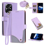 For Honor X5c 4G  /  X5c Plus 4G  /  Play10A 4G Leather Case with Wrist Strap and Shoulder Strap Dual Color Multi Card Slots Phone Cover