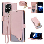 For Honor X5c 4G  /  X5c Plus 4G  /  Play10A 4G Leather Case with Wrist Strap and Shoulder Strap Dual Color Multi Card Slots Phone Cover