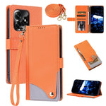 For Honor X5c 4G  /  X5c Plus 4G  /  Play10A 4G Leather Case with Wrist Strap and Shoulder Strap Dual Color Multi Card Slots Phone Cover