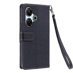 Xiaomi Redmi Note 13R 5G / Redmi 13 4G / Redmi 13 5G / Poco M6 4G / Poco M6 Plus 5G Läderfodral med Handledsrem och Axelrem Tvåfärgat mobilfodral med Flera Kortfatt