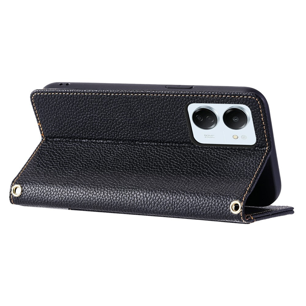 Xiaomi Redmi 13C 4G / Redmi 13C 5G / Poco C65 4G / Redmi 13R 5G / Poco M6 5G Läderfodral med handledsrem och axelrem Tvåfärgat mobilfodral med flera kortplatser