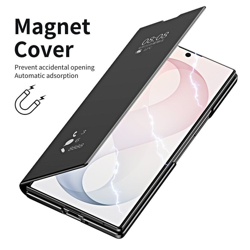 For Samsung Galaxy Z Fold8 Ultra Case Smart Window Electroplated Carbon Fiber Texture PC Shockproof Stand Phone Cover