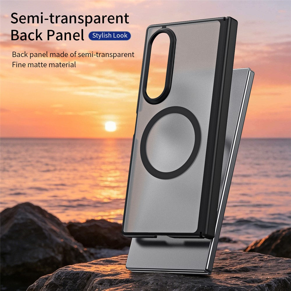 For Samsung Galaxy Z Fold4 5G Case Hard PC Matte Phone Cover with Built-in Tempered Glass Film